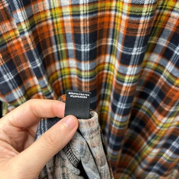 Orange Fashion Village Plus Plaid Half Zip Tunic Top - Picture 5 of 5